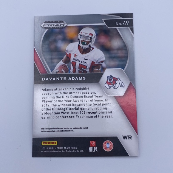Davante Adams - 2021 panini Prizm draft picks #49 - Picture 2 of 2